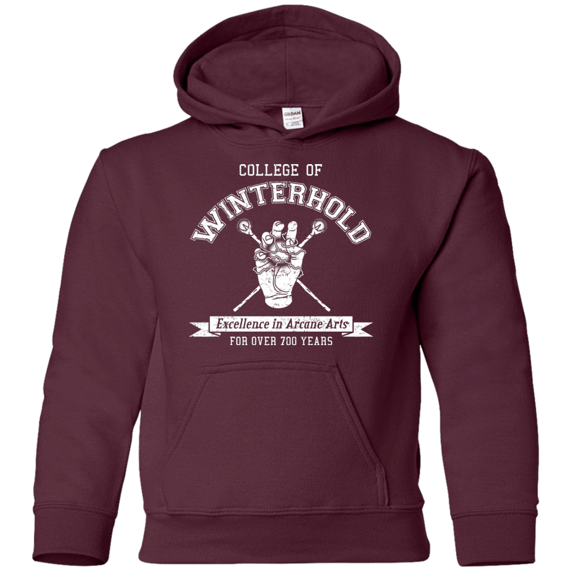 Youth_Hoodie Maroon / YS College of Winterhold Youth Hoodie