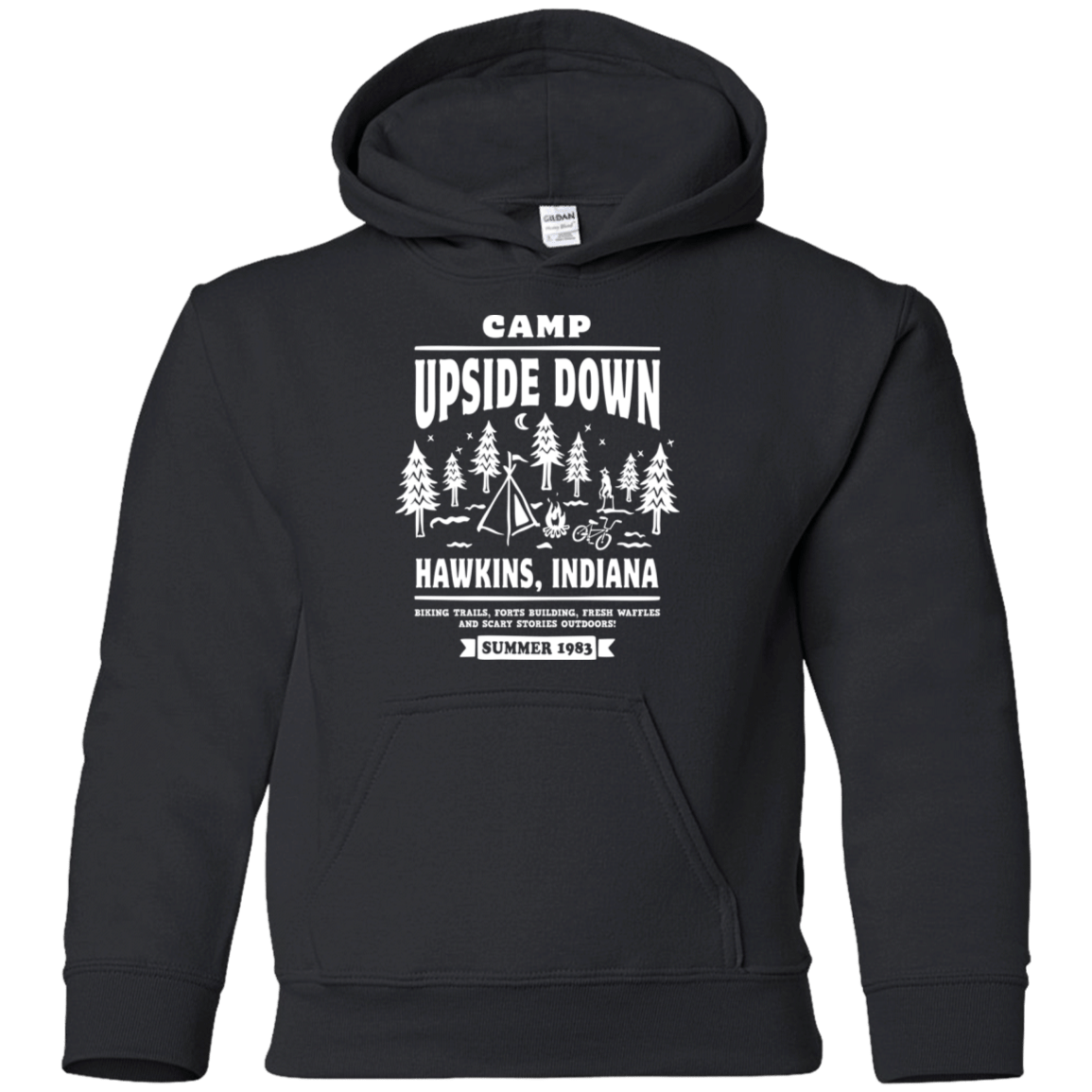 Sweatshirts Black / YS Camp Upside Down Youth Hoodie