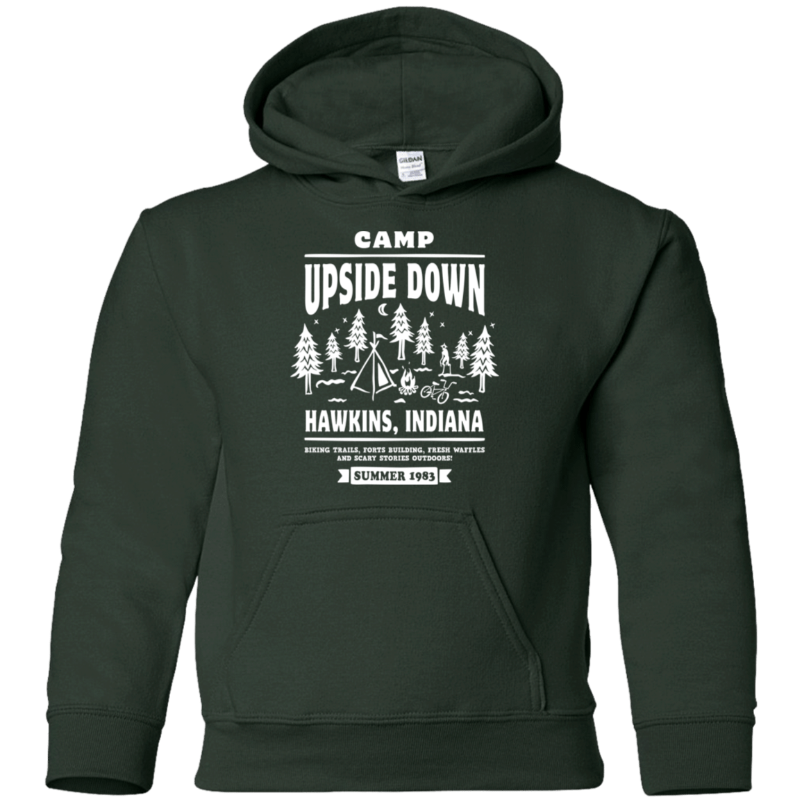 Sweatshirts Forest Green / YS Camp Upside Down Youth Hoodie