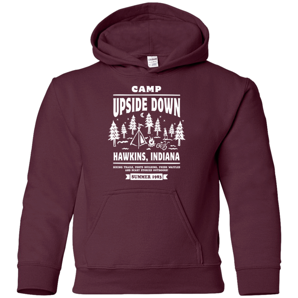 Sweatshirts Maroon / YS Camp Upside Down Youth Hoodie