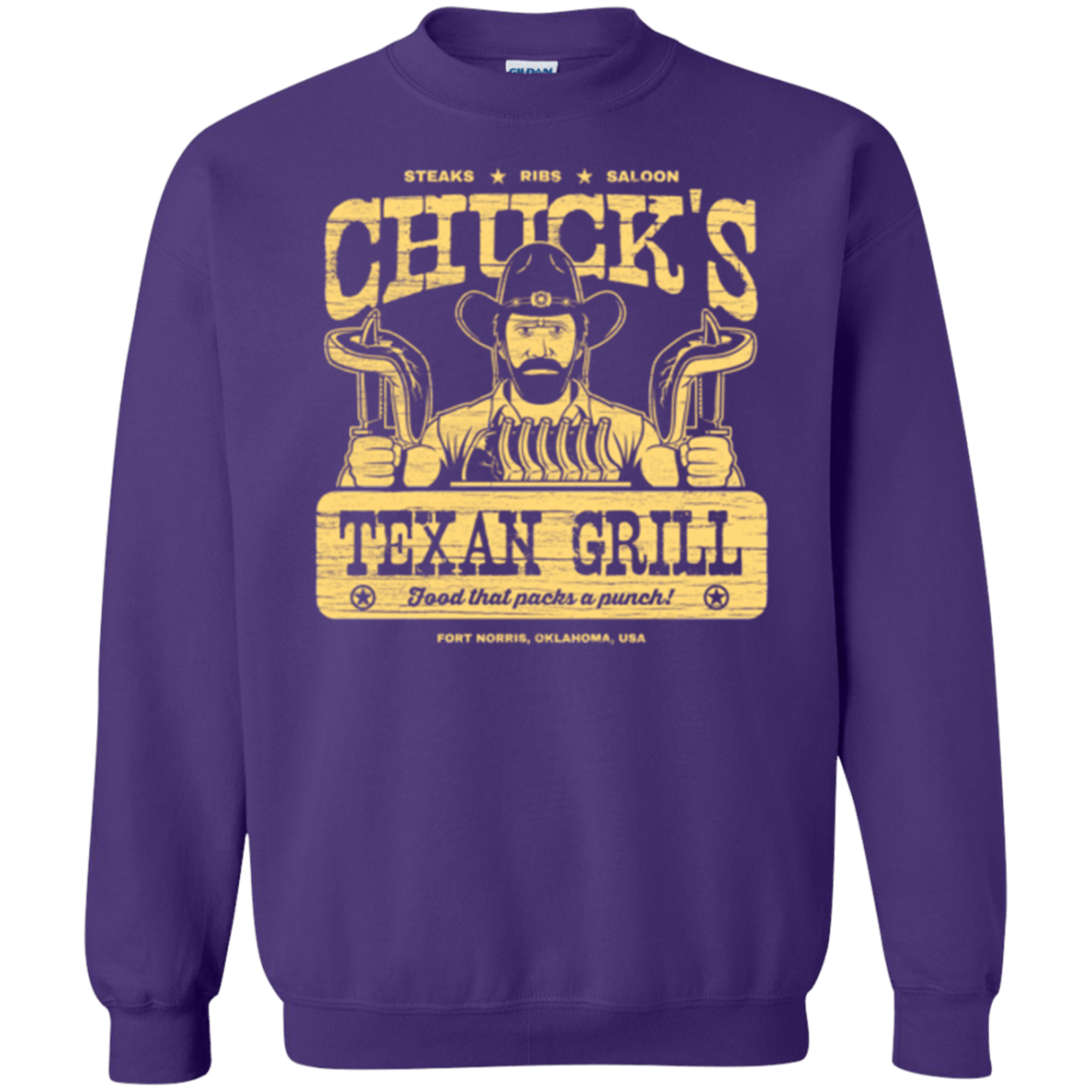 Sweatshirts Purple / Small Chucks Texan Grill Crewneck Sweatshirt