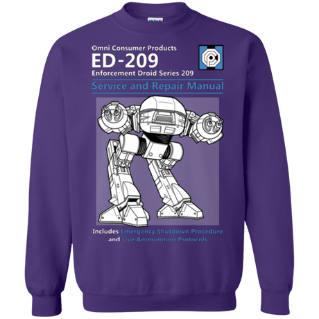 Sweatshirts Purple / Small ED209 SERVICE & REPAIR MANUAL Crewneck Sweatshirt
