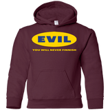 Sweatshirts Maroon / YS EVIL Never Finnish Youth Hoodie