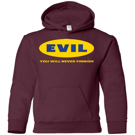 Sweatshirts Maroon / YS EVIL Never Finnish Youth Hoodie