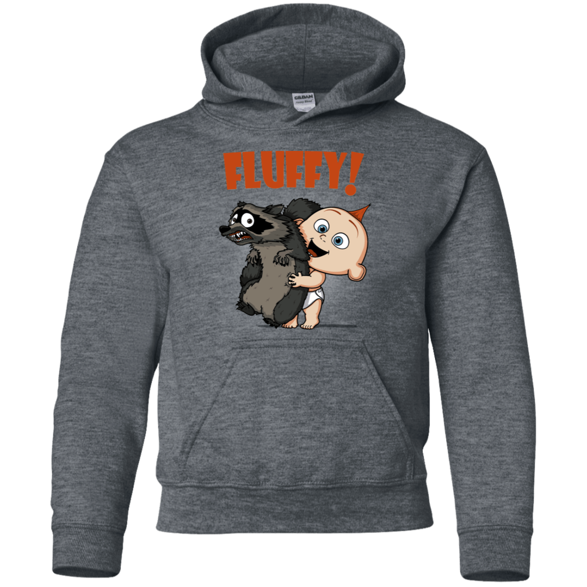 Sweatshirts Dark Heather / YS Fluffy Raccoon Youth Hoodie