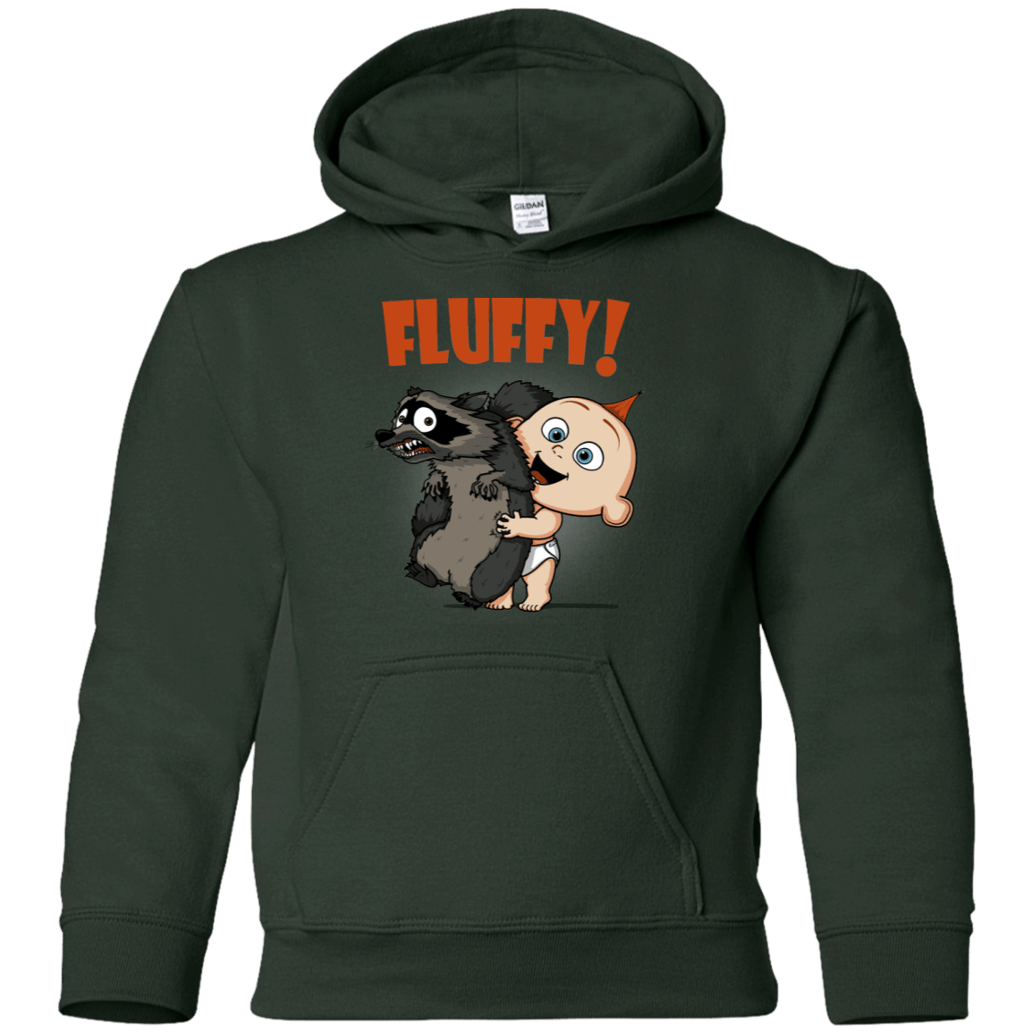 Sweatshirts Forest Green / YS Fluffy Raccoon Youth Hoodie