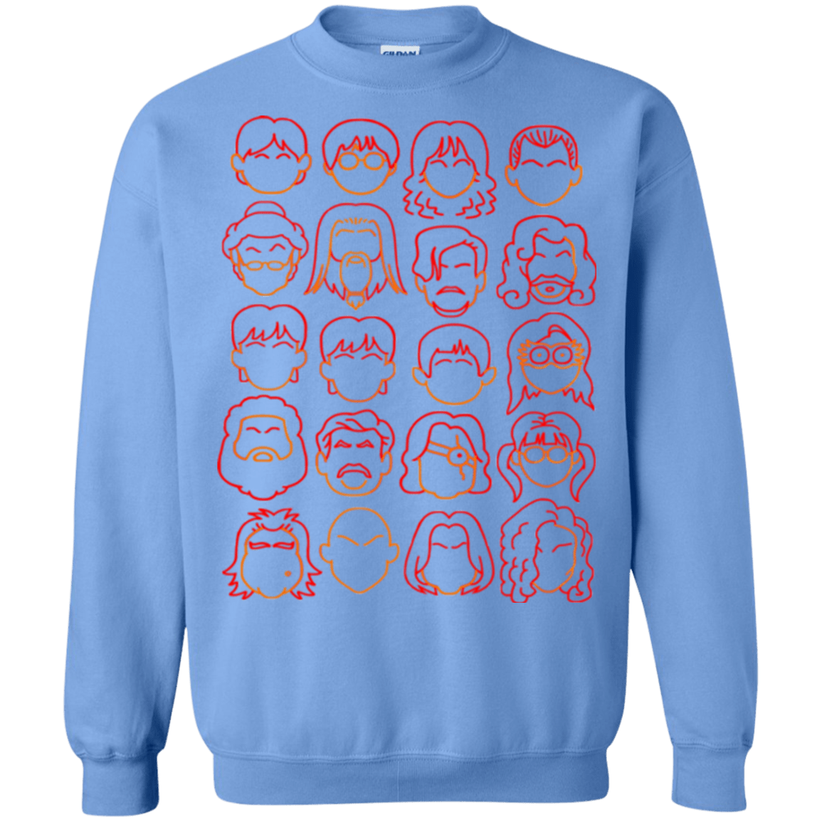 Sweatshirts Carolina Blue / Small Harry Potter line heads Crewneck Sweatshirt