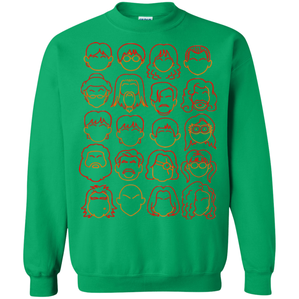 Sweatshirts Irish Green / Small Harry Potter line heads Crewneck Sweatshirt