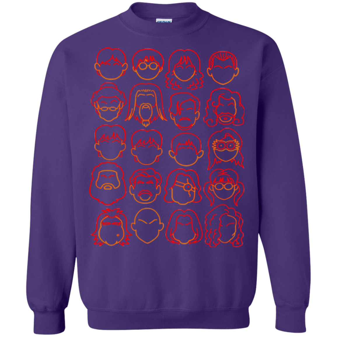 Sweatshirts Purple / Small Harry Potter line heads Crewneck Sweatshirt