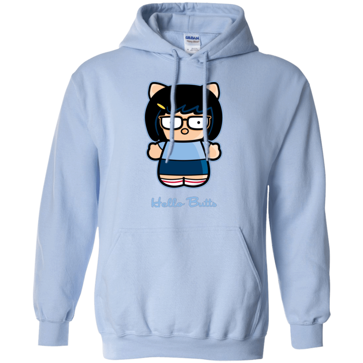 Sweatshirts Light Blue / Small Hello Butts Pullover Hoodie