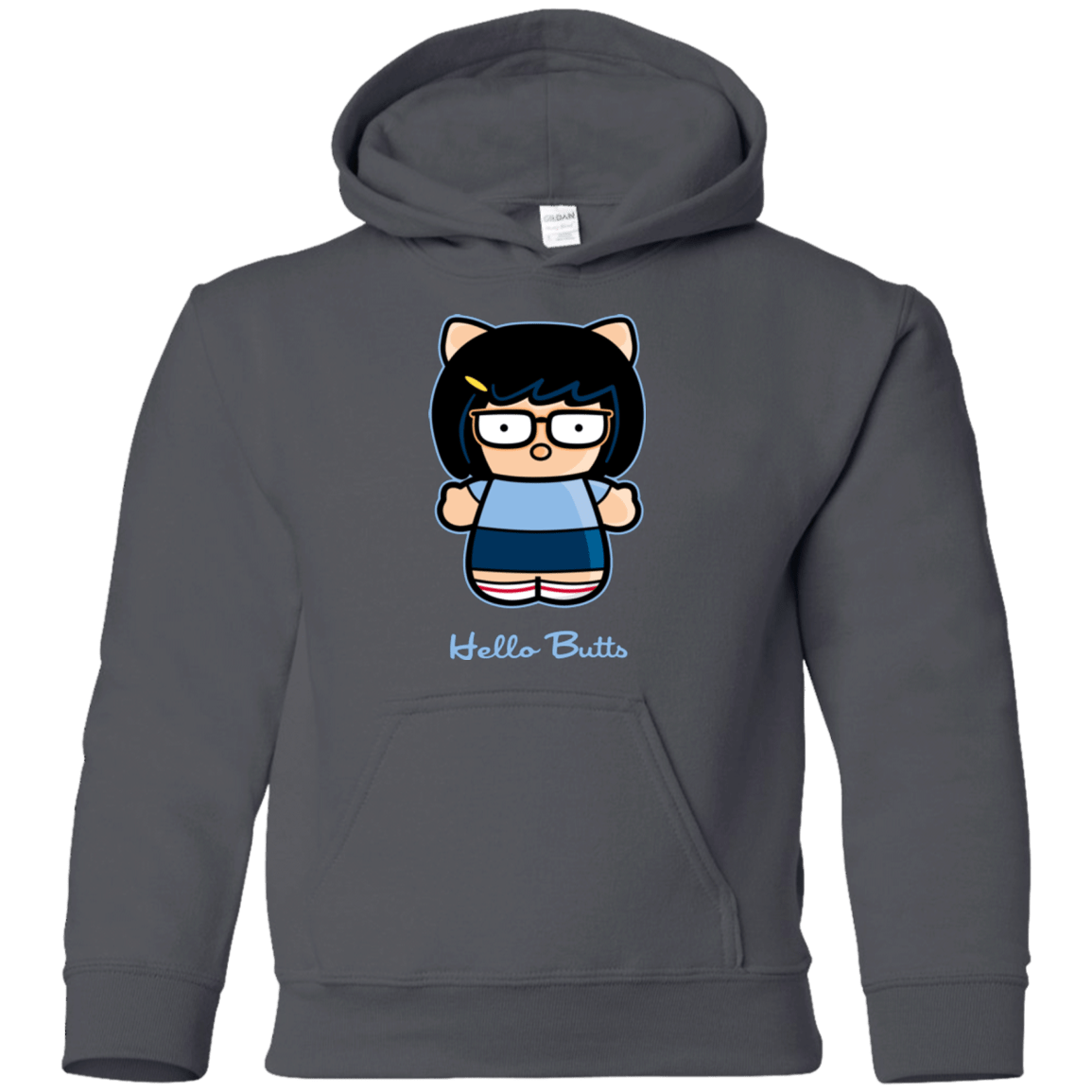 Sweatshirts Charcoal / YS Hello Butts Youth Hoodie