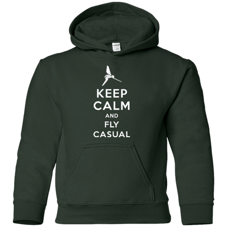 Sweatshirts Forest Green / YS Keep Calm and Fly Casual Youth Hoodie