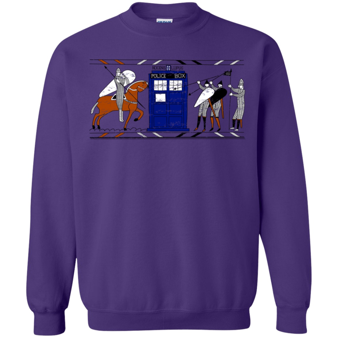 Sweatshirts Purple / S Nocens Lupus Tardis in the Bayeux Tapestry Crewneck Sweatshirt