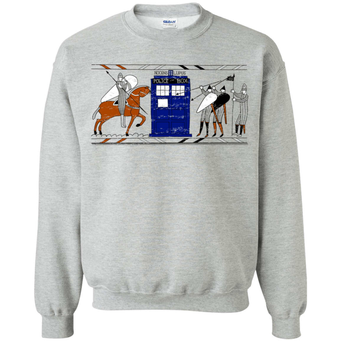 Sweatshirts Sport Grey / S Nocens Lupus Tardis in the Bayeux Tapestry Crewneck Sweatshirt