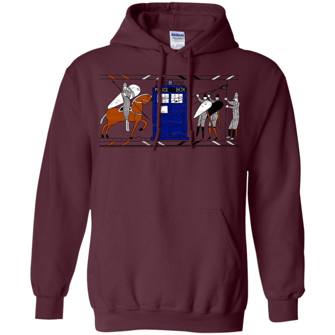 Sweatshirts Maroon / S Nocens Lupus Tardis in the Bayeux Tapestry Pullover Hoodie