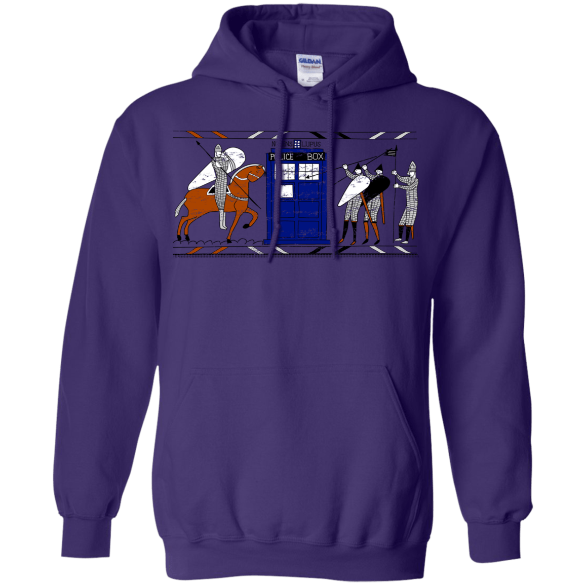 Sweatshirts Purple / S Nocens Lupus Tardis in the Bayeux Tapestry Pullover Hoodie