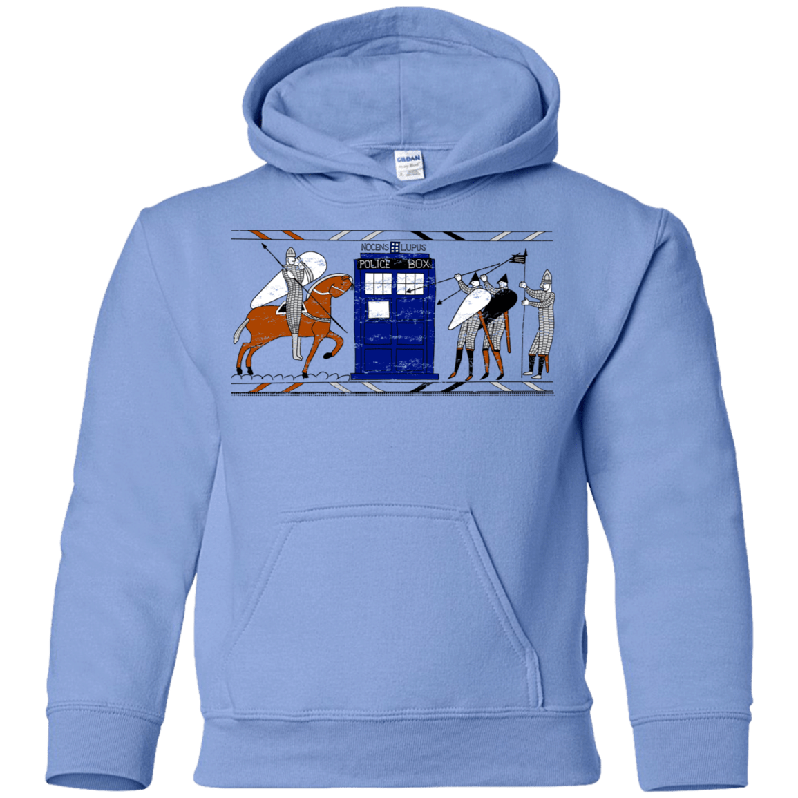 Sweatshirts Carolina Blue / YS Nocens Lupus Tardis in the Bayeux Tapestry Youth Hoodie