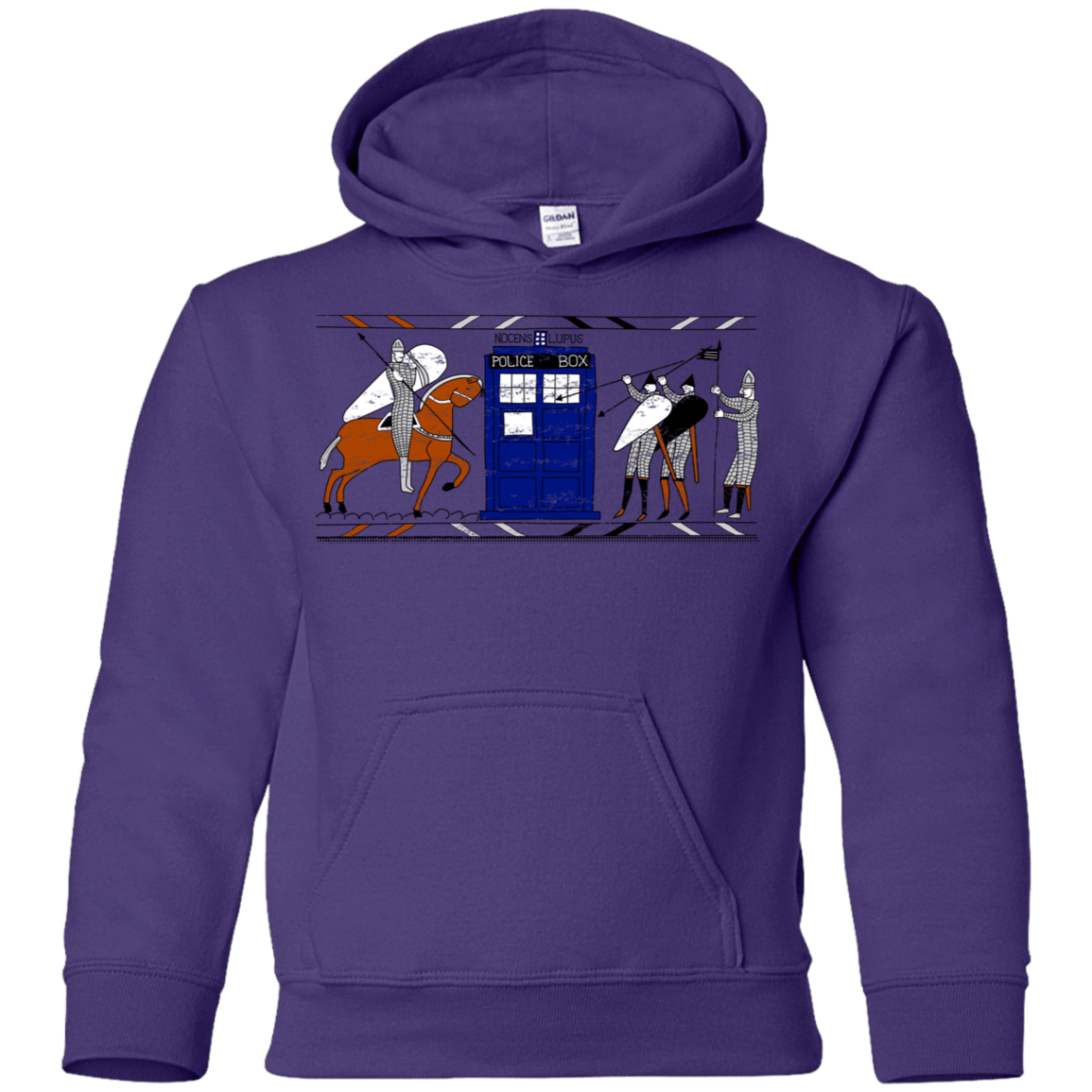 Sweatshirts Purple / YS Nocens Lupus Tardis in the Bayeux Tapestry Youth Hoodie