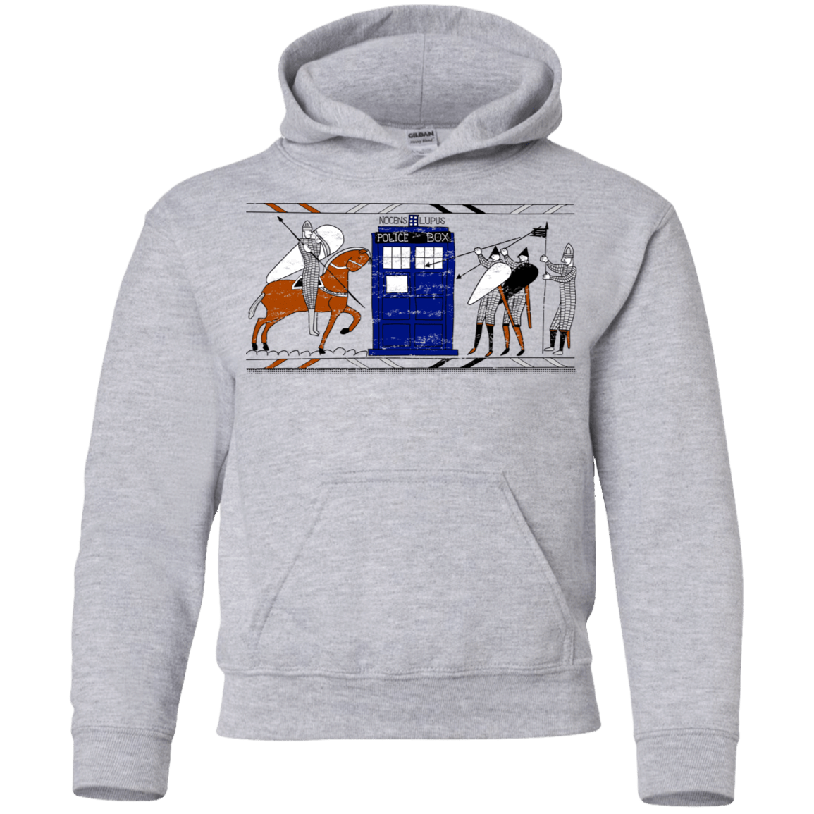 Sweatshirts Sport Grey / YS Nocens Lupus Tardis in the Bayeux Tapestry Youth Hoodie