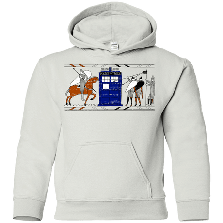 Sweatshirts White / YS Nocens Lupus Tardis in the Bayeux Tapestry Youth Hoodie