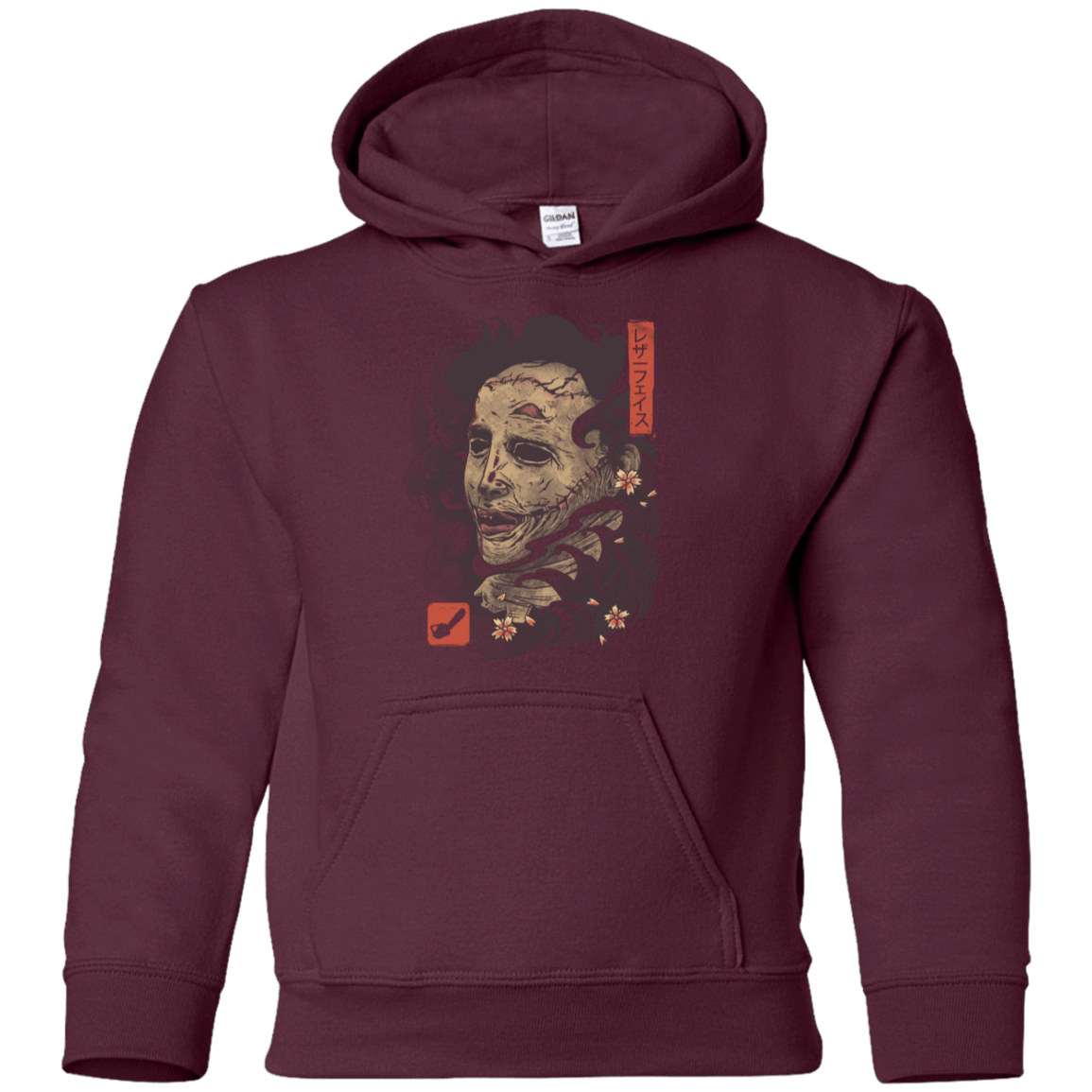 Sweatshirts Maroon / YS Oni Leather Mask Youth Hoodie
