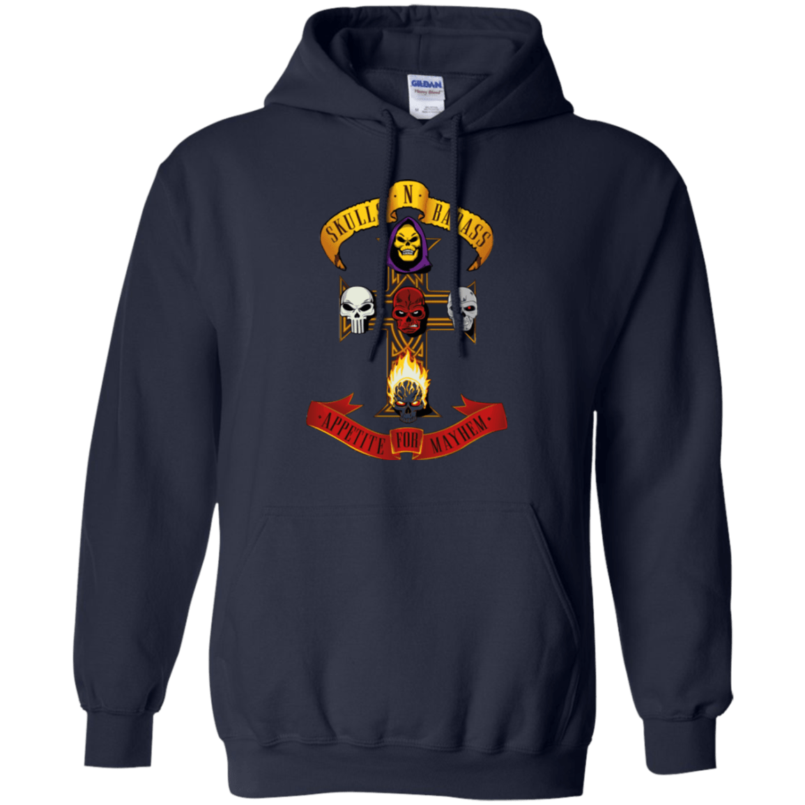 Sweatshirts Navy / Small Skull And Badass Pullover Hoodie