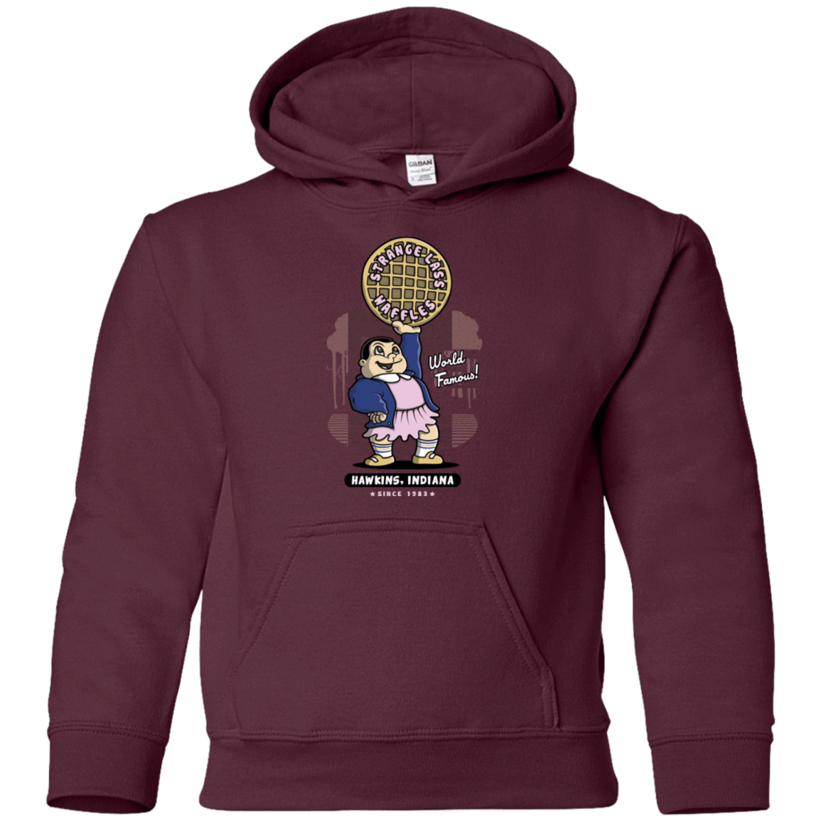 Sweatshirts Maroon / YS Strange Lass Waffles Youth Hoodie