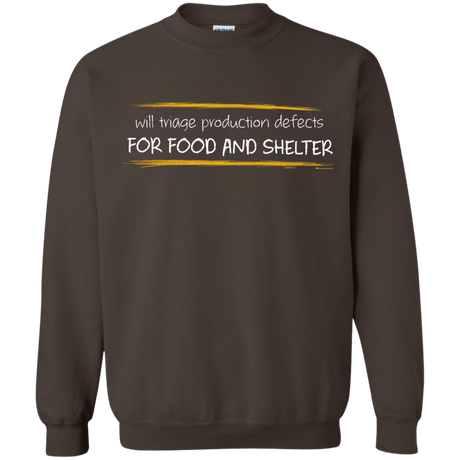 Sweatshirts Dark Chocolate / Small Triaging Defects For Food And Shelter Crewneck Sweatshirt