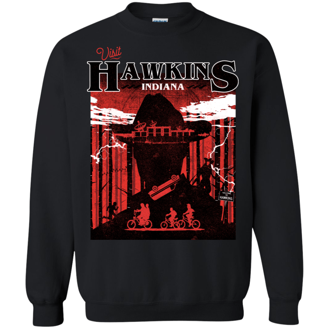 Sweatshirts Black / S Visit Hawkins Crewneck Sweatshirt
