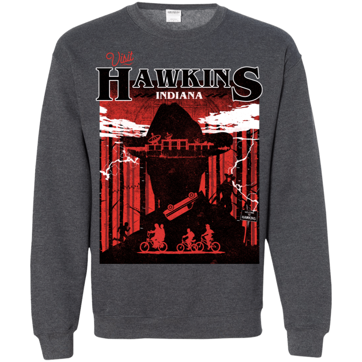 Sweatshirts Dark Heather / S Visit Hawkins Crewneck Sweatshirt