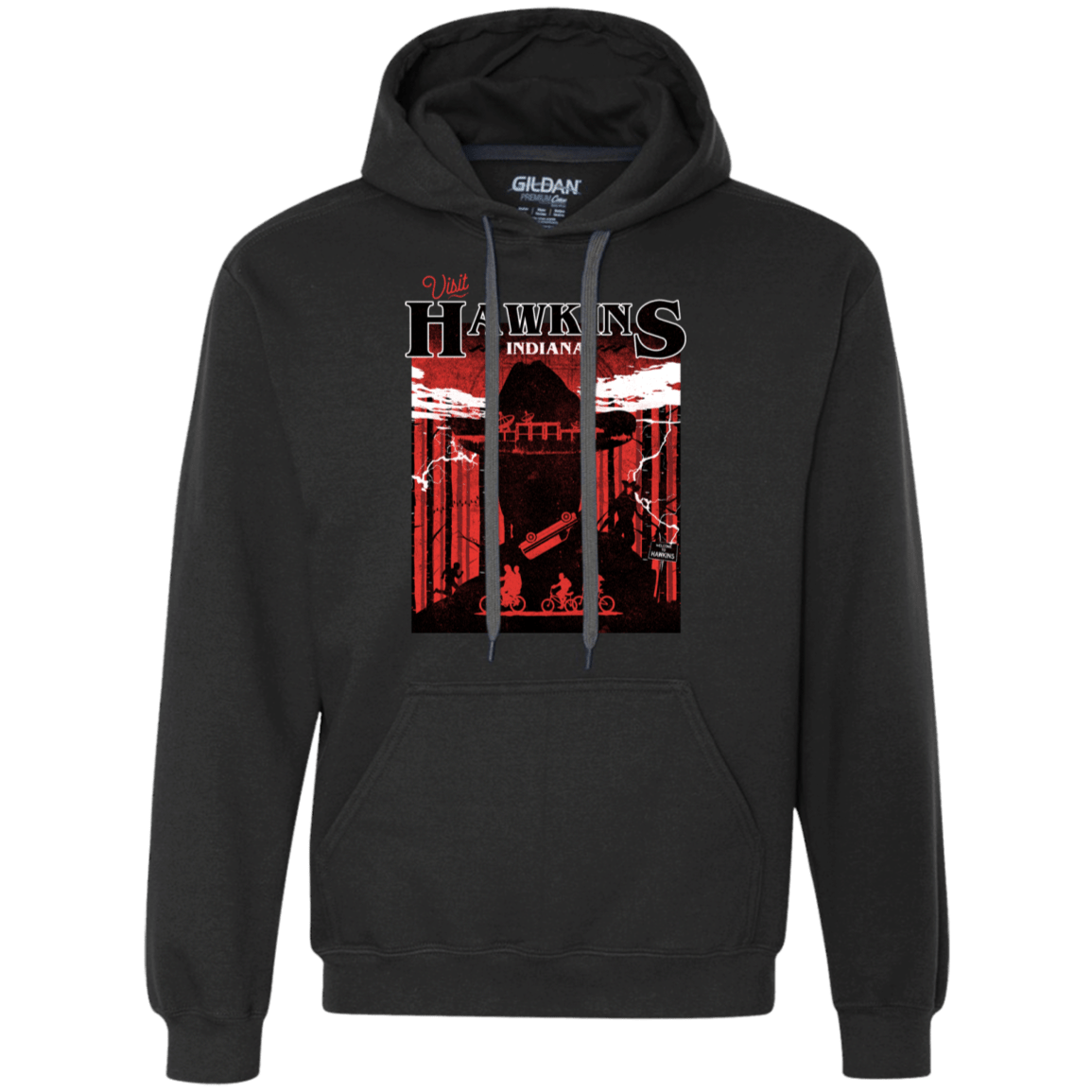 Sweatshirts Black / S Visit Hawkins Premium Fleece Hoodie