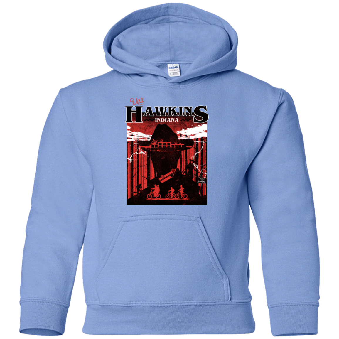 Sweatshirts Carolina Blue / YS Visit Hawkins Youth Hoodie