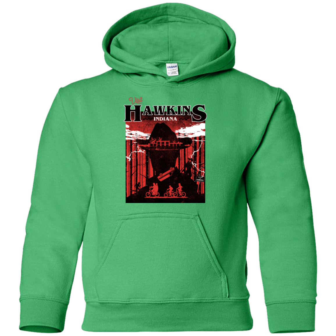 Sweatshirts Irish Green / YS Visit Hawkins Youth Hoodie