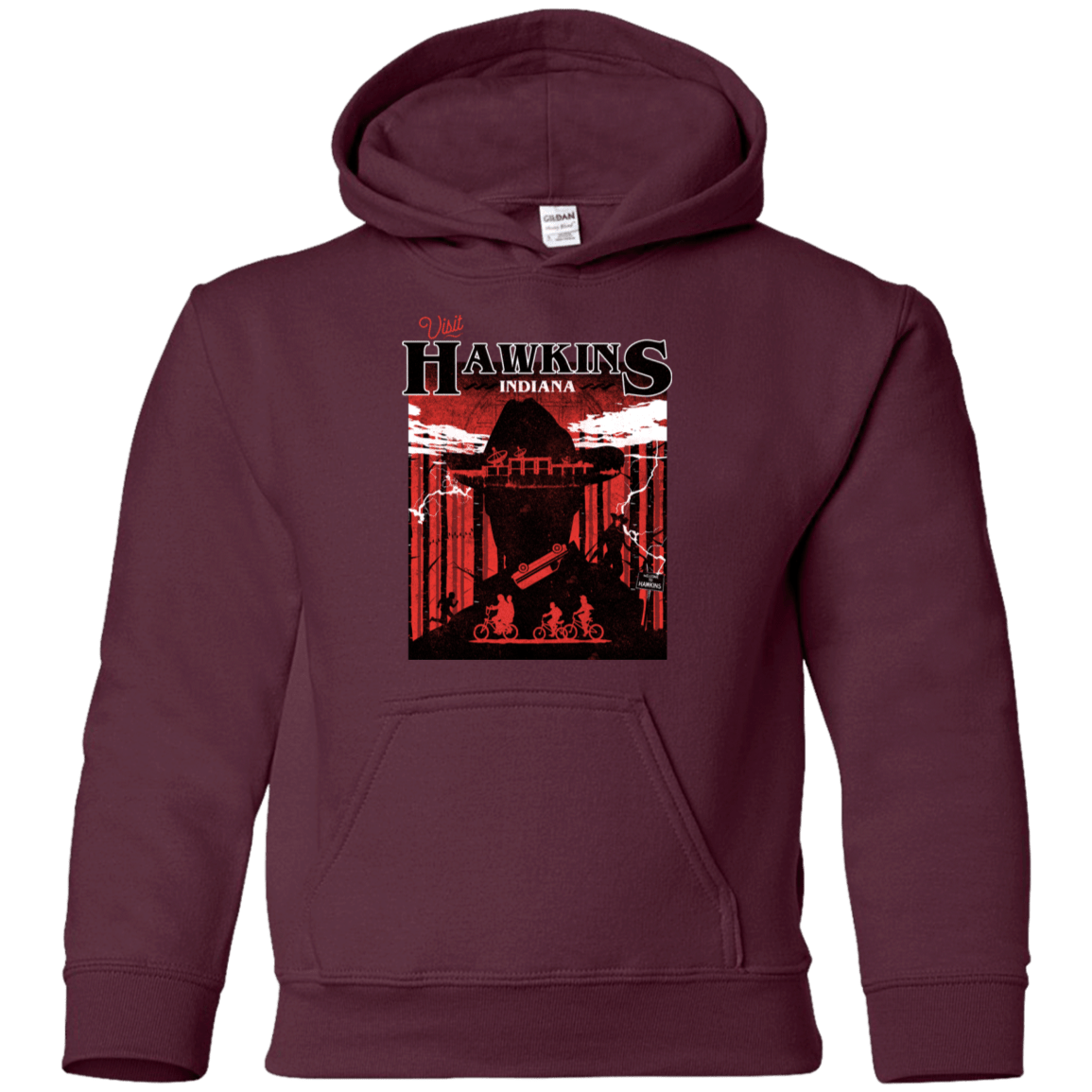 Sweatshirts Maroon / YS Visit Hawkins Youth Hoodie