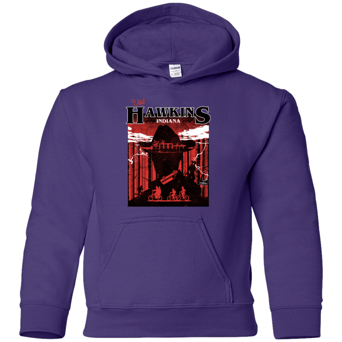 Sweatshirts Purple / YS Visit Hawkins Youth Hoodie