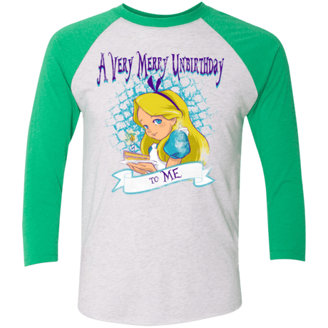 T-Shirts Heather White/Envy / X-Small A Very Merry Un-Birthday Triblend 3/4 Sleeve