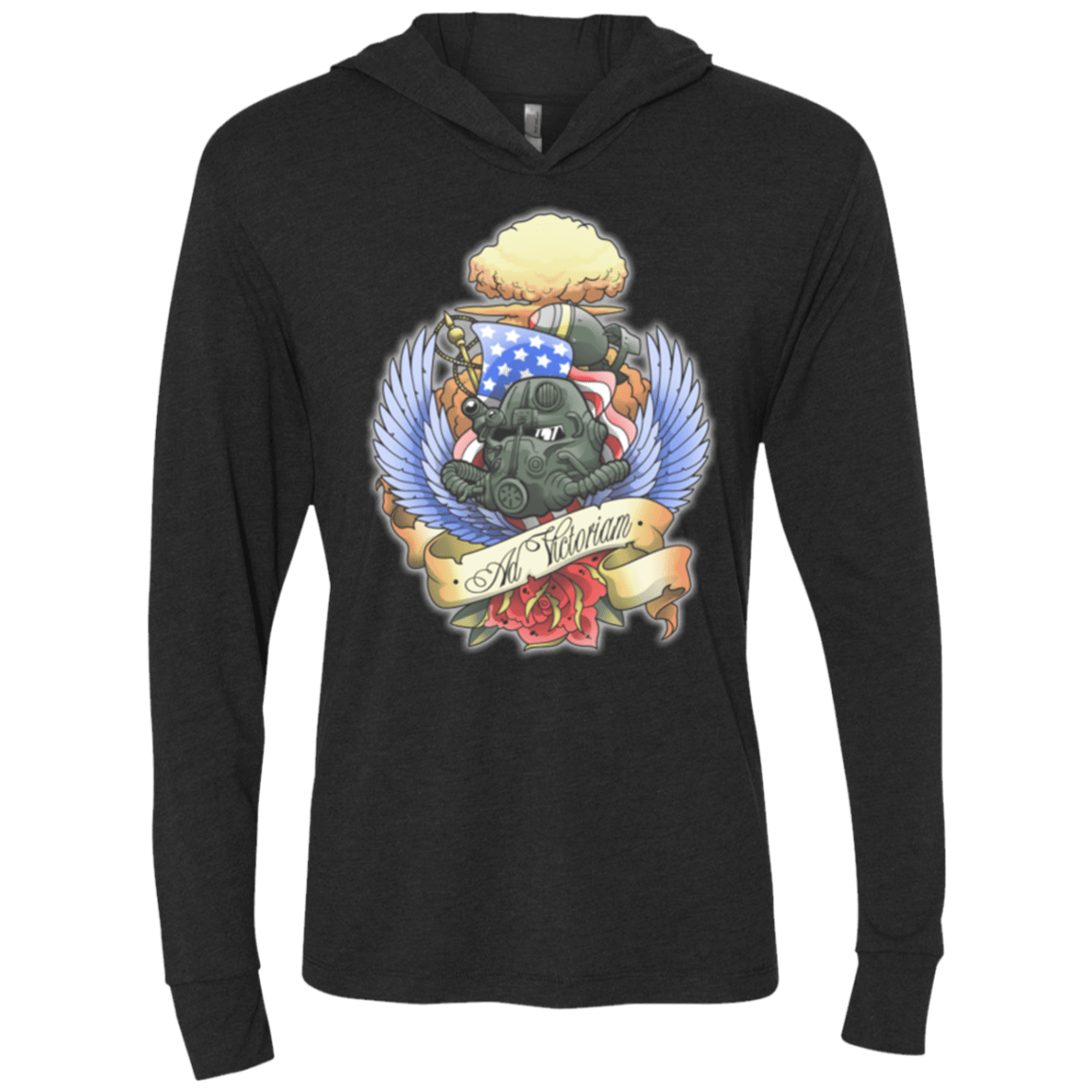 T-Shirts Vintage Black / X-Small Ad Victoriam Triblend Long Sleeve Hoodie Tee