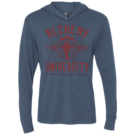 T-Shirts Indigo / X-Small Alchemy University Triblend Long Sleeve Hoodie Tee