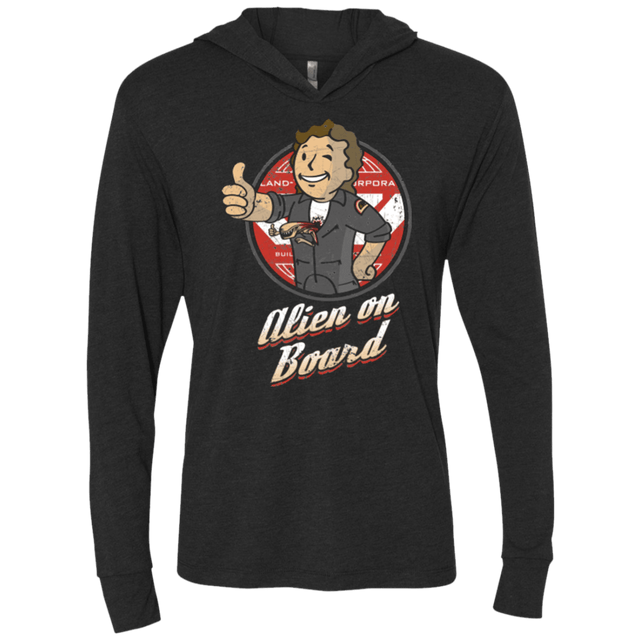 T-Shirts Vintage Black / X-Small Alien on Board Triblend Long Sleeve Hoodie Tee