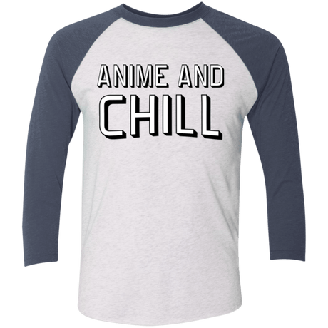 T-Shirts Heather White/Indigo / X-Small Anime and chill Men's Triblend 3/4 Sleeve