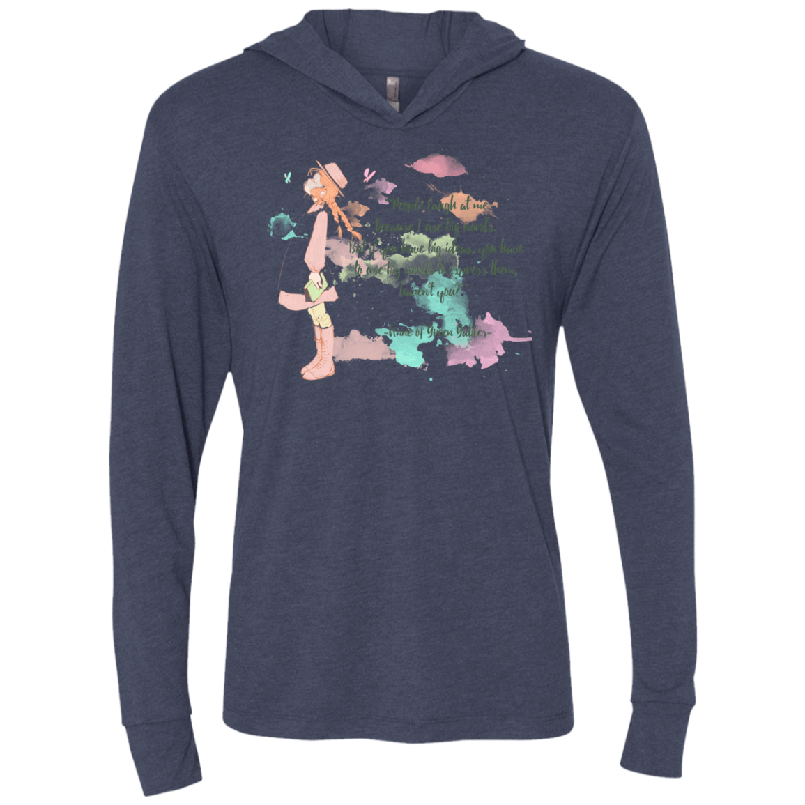 T-Shirts Vintage Navy / X-Small Anne of Green Gables 3 Triblend Long Sleeve Hoodie Tee