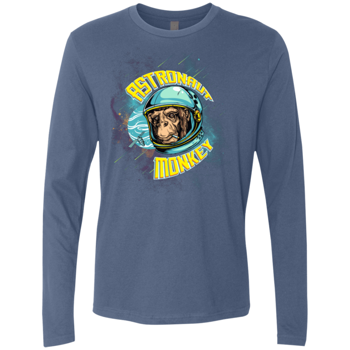 T-Shirts Indigo / Small ASTRONAUT MONKEY Men's Premium Long Sleeve
