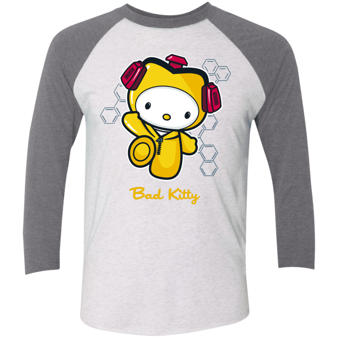 T-Shirts Heather White/Premium Heather / X-Small Bad Kitty Triblend 3/4 Sleeve