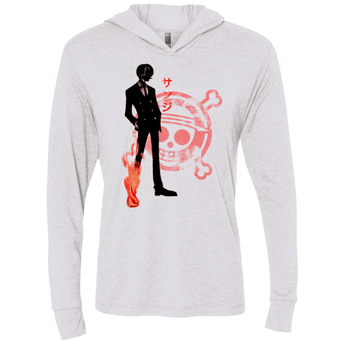 T-Shirts Heather White / X-Small Black leg Triblend Long Sleeve Hoodie Tee