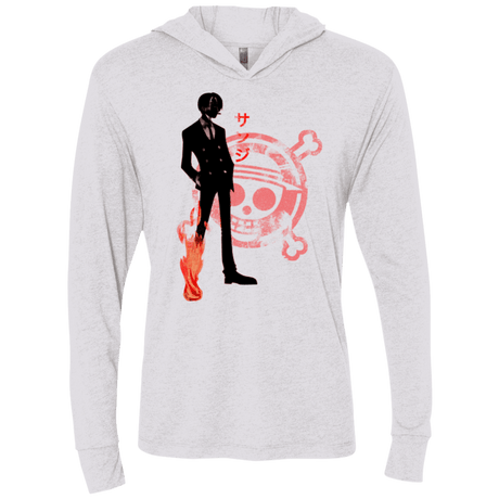 T-Shirts Heather White / X-Small Black leg Triblend Long Sleeve Hoodie Tee