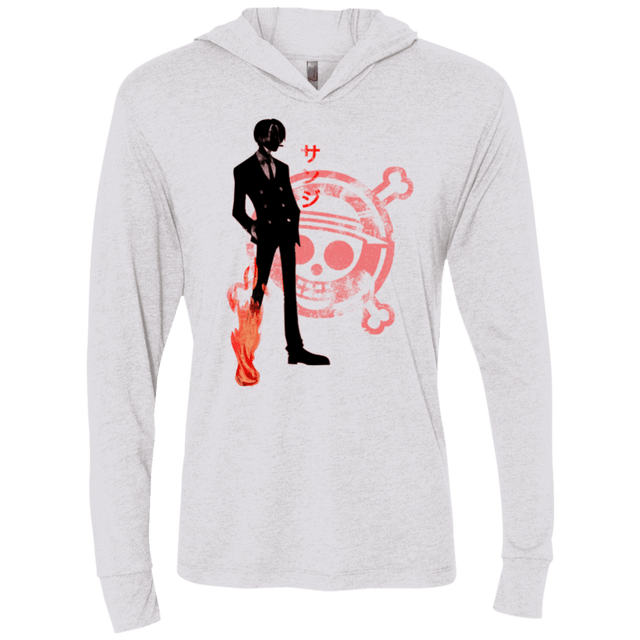 T-Shirts Heather White / X-Small Black leg Triblend Long Sleeve Hoodie Tee