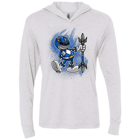 T-Shirts Heather White / X-Small Blue Ranger Artwork Triblend Long Sleeve Hoodie Tee