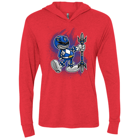 T-Shirts Vintage Red / X-Small Blue Ranger Artwork Triblend Long Sleeve Hoodie Tee