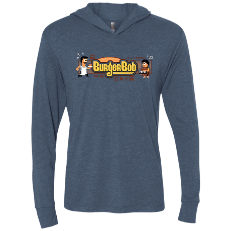 T-Shirts Indigo / X-Small Burger Bob Triblend Long Sleeve Hoodie Tee