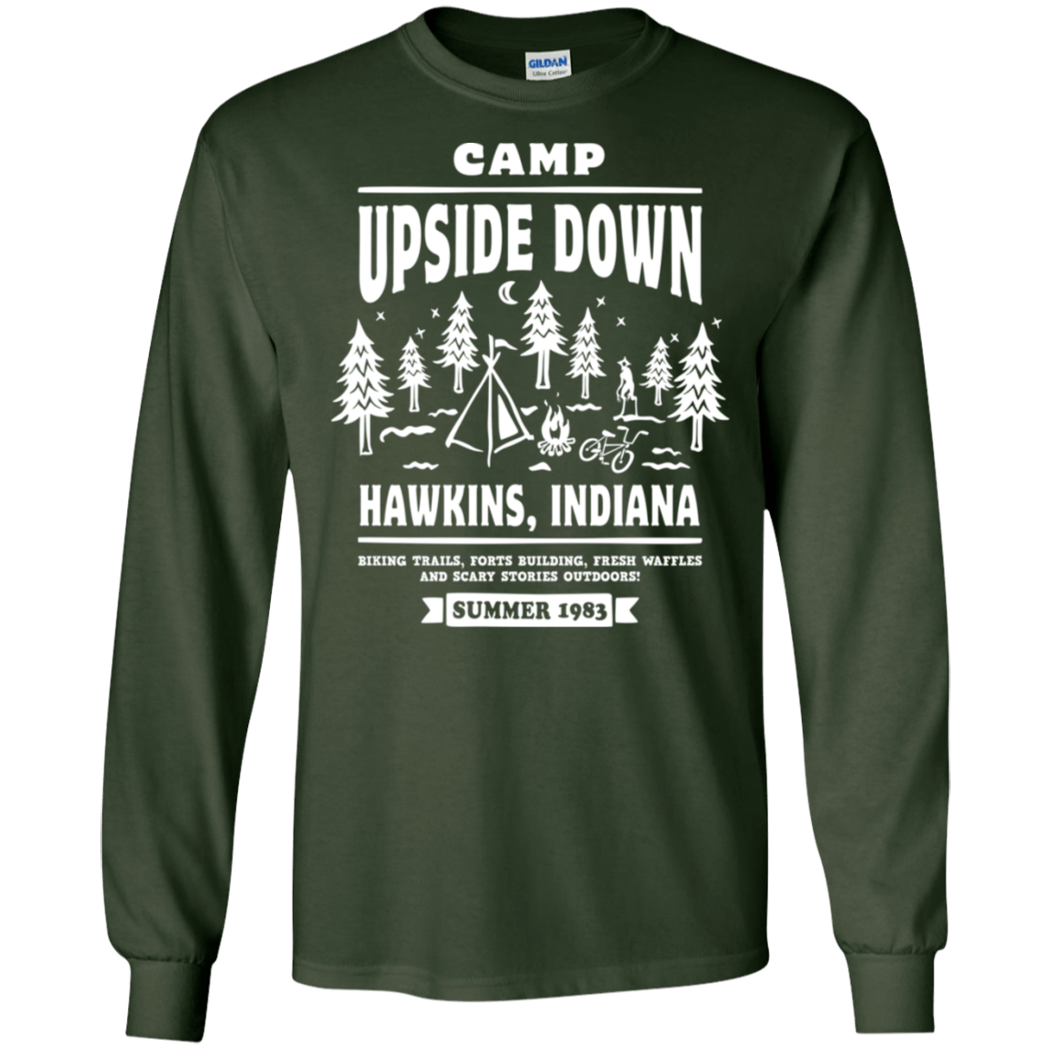 T-Shirts Forest Green / S Camp Upside Down Men's Long Sleeve T-Shirt
